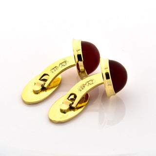 Manschettenknöpfe aus 585 Gelbgold mit Karneol, nachhaltiger second hand Schmuck perfekt aufgearbeitet