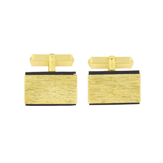 Manschettenknöpfe aus 585 Gelbgold mit Onyx, nachhaltiger second hand Schmuck perfekt aufgearbeitet