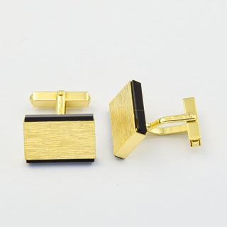 Manschettenknöpfe aus 585 Gelbgold mit Onyx, nachhaltiger second hand Schmuck perfekt aufgearbeitet