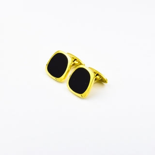 Manschettenknöpfe aus 585 Gelbgold mit Onyx, nachhaltiger second hand Schmuck perfekt aufgearbeitet