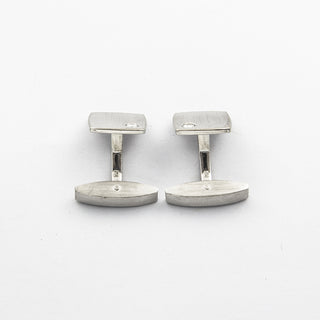 Manschettenknöpfe von Juwelier Richarz aus 750 Weißgold mit Brillant, nachhaltiger second hand Schmuck perfekt aufgearbeitet