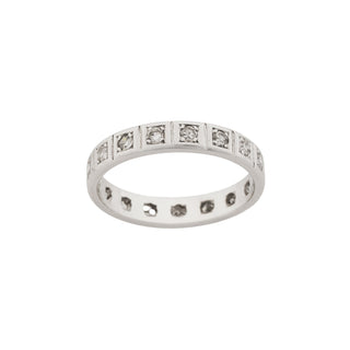 Memoirering aus 585 Weißgold mit Diamant, nachhaltiger second hand Schmuck perfekt aufgearbeitet