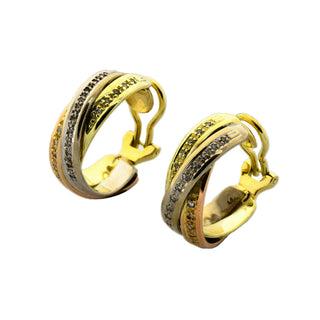 Diamantohrclips aus 585 Gelb-, Rot- und Weißgold, nachhaltiger second hand Schmuck perfekt aufgearbeitet