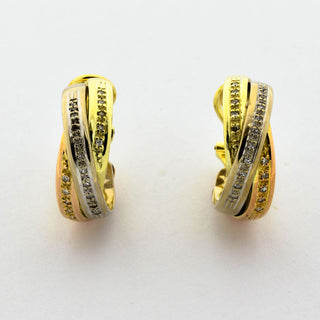 Diamantohrclips aus 585 Gelb-, Rot- und Weißgold, nachhaltiger second hand Schmuck perfekt aufgearbeitet