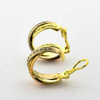 Diamantohrclips aus 585 Gelb-, Rot- und Weißgold, nachhaltiger second hand Schmuck perfekt aufgearbeitet