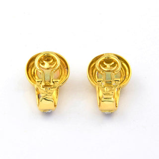 Ohrclips aus 750 Gelb- und Weißgold mit Opal und Diamant, nachhaltiger second hand Schmuck perfekt aufgearbeitet