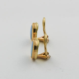 Ohrclips aus 585 Gelbgold mit Opal, nachhaltiger second hand Schmuck perfekt aufgearbeitet