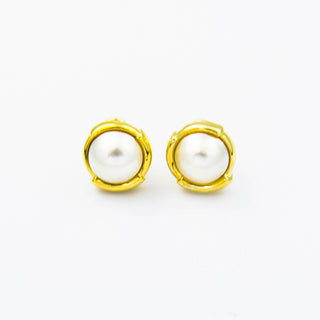 Perlenohrclips aus 585 Gelbgold, nachhaltiger second hand Schmuck perfekt aufgearbeitet