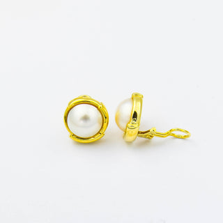 Perlenohrclips aus 585 Gelbgold, nachhaltiger second hand Schmuck perfekt aufgearbeitet