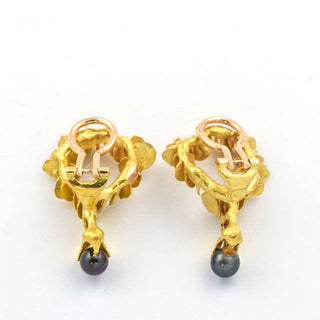 Perlenohrclips aus 750 Gelbgold, nachhaltiger second hand Schmuck perfekt aufgearbeitet