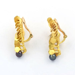 Perlenohrclips aus 750 Gelbgold, nachhaltiger second hand Schmuck perfekt aufgearbeitet