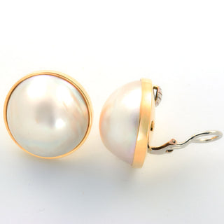 Perlenohrclips aus 585 Gelbgold, nachhaltiger second hand Schmuck perfekt aufgearbeitet