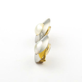 Apitzsch Perlenohrclips aus 950 Platin/Gold mit Brillant, nachhaltiger second hand Schmuck perfekt aufgearbeitet