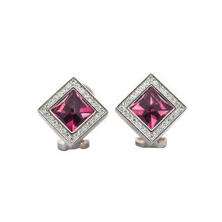 Henrich & Denzel Ohrclips aus 950 Platin mit Turmalin und Brillant, nachhaltiger second hand Schmuck perfekt aufgearbeitet