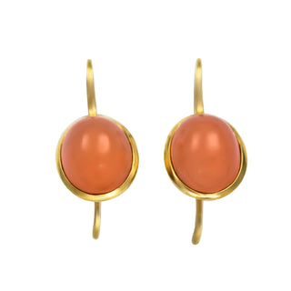 Quinn Ohrhänger aus 750 Gelbgold mit Mondstein, nachhaltiger second hand Schmuck perfekt aufgearbeitet