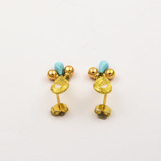 Ohrhänger aus 750 Gelbgold mit Türkis, nachhaltiger second hand Schmuck perfekt aufgearbeitet