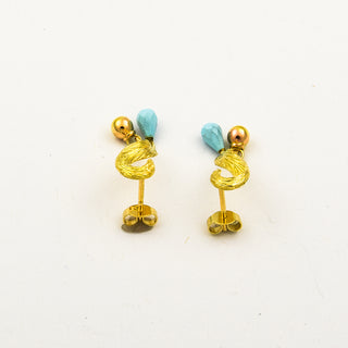 Ohrhänger aus 750 Gelbgold mit Türkis, nachhaltiger second hand Schmuck perfekt aufgearbeitet