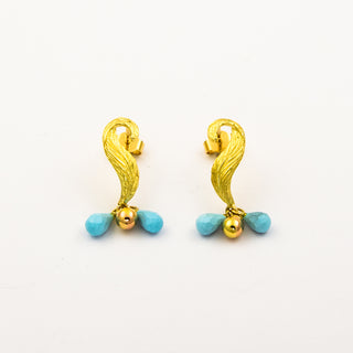 Ohrhänger aus 750 Gelbgold mit Türkis, nachhaltiger second hand Schmuck perfekt aufgearbeitet