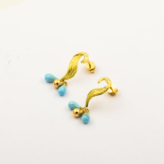 Ohrhänger aus 750 Gelbgold mit Türkis, nachhaltiger second hand Schmuck perfekt aufgearbeitet