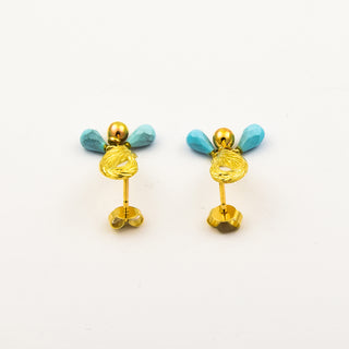 Ohrhänger aus 750 Gelbgold mit Türkis, nachhaltiger second hand Schmuck perfekt aufgearbeitet