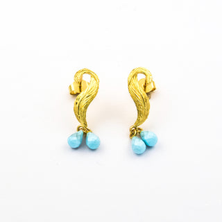 Ohrhänger aus 750 Gelbgold mit Türkis, nachhaltiger second hand Schmuck perfekt aufgearbeitet