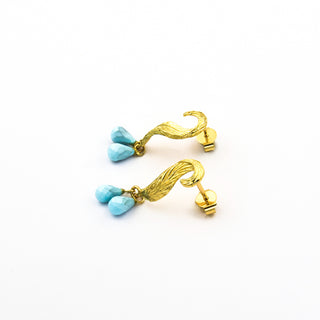 Ohrhänger aus 750 Gelbgold mit Türkis, nachhaltiger second hand Schmuck perfekt aufgearbeitet