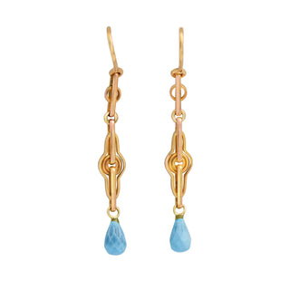 Ohrhänger aus 750 Gelbgold mit Türkis, nachhaltiger second hand Schmuck perfekt aufgearbeitet