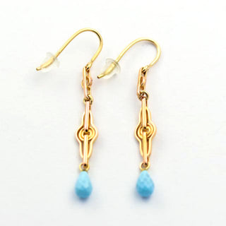 Ohrhänger aus 750 Gelbgold mit Türkis, nachhaltiger second hand Schmuck perfekt aufgearbeitet