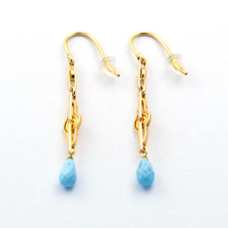 Ohrhänger aus 750 Gelbgold mit Türkis, nachhaltiger second hand Schmuck perfekt aufgearbeitet