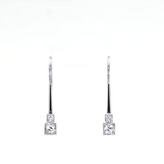 Brillantohrhänger aus 585 Weißgold/Platin, nachhaltiger second hand Schmuck perfekt aufgearbeitet