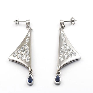 Diamantohrhänger aus 585 Weißgold mit Saphir und Brillant, nachhaltiger second hand Schmuck perfekt aufgearbeitet