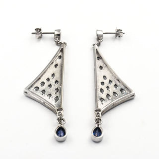 Diamantohrhänger aus 585 Weißgold mit Saphir und Brillant, nachhaltiger second hand Schmuck perfekt aufgearbeitet