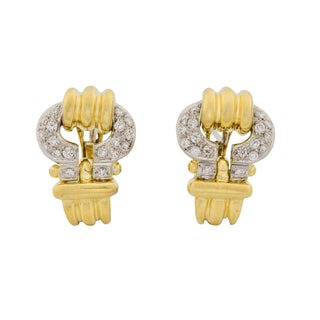 Brillantohrstecker aus 750 Gelb- und Weißgold, nachhaltiger second hand Schmuck perfekt aufgearbeitet