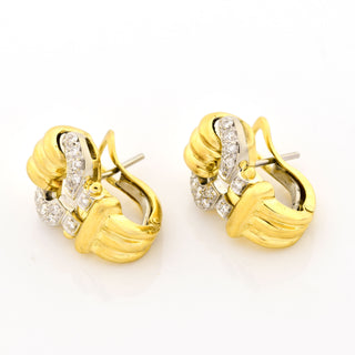 Brillantohrstecker aus 750 Gelb- und Weißgold, nachhaltiger second hand Schmuck perfekt aufgearbeitet