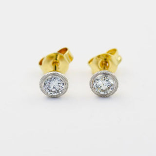 Brillantohrstecker aus 585 Gelb- und Weißgold, nachhaltiger second hand Schmuck perfekt aufgearbeitet