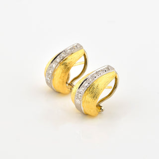 Brillantohrstecker aus 750 Gelb- und Weißgold, nachhaltiger second hand Schmuck perfekt aufgearbeitet