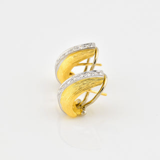 Brillantohrstecker aus 750 Gelb- und Weißgold, nachhaltiger second hand Schmuck perfekt aufgearbeitet