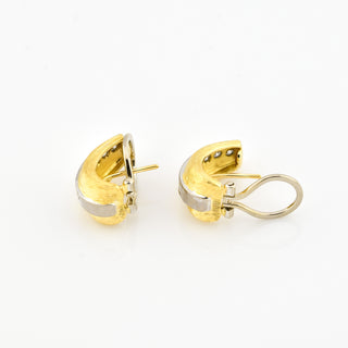 Brillantohrstecker aus 750 Gelb- und Weißgold, nachhaltiger second hand Schmuck perfekt aufgearbeitet