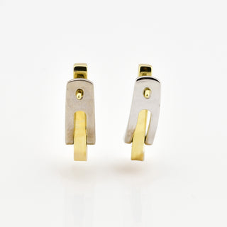 Ohrstecker aus 585 Gelb- und Weißgold, nachhaltiger second hand Schmuck perfekt aufgearbeitet