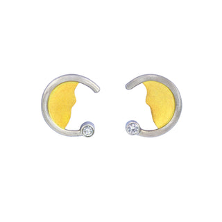 Brillantohrstecker aus 750 Gelbgold/Platin, nachhaltiger second hand Schmuck perfekt aufgearbeitet