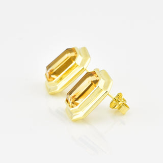 Ohrstecker aus 585 Gelbgold mit Citrin, nachhaltiger second hand Schmuck perfekt aufgearbeitet