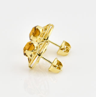 Ohrstecker aus 585 Gelbgold mit Citrin, nachhaltiger second hand Schmuck perfekt aufgearbeitet