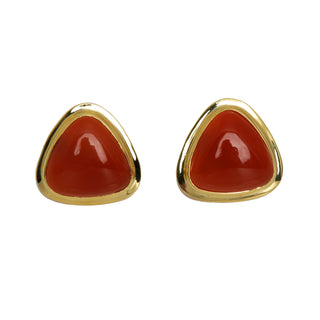 Ohrstecker aus 585 Gelbgold mit Karneol, nachhaltiger second hand Schmuck perfekt aufgearbeitet