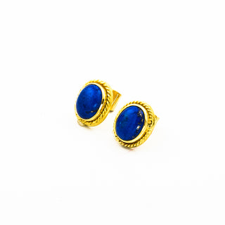 Ohrstecker aus 585 Gelbgold mit Lapislazuli, nachhaltiger second hand Schmuck perfekt aufgearbeitet