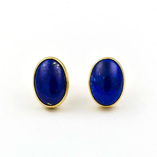 Ohrstecker aus 585 Gelbgold mit Lapislazuli, nachhaltiger second hand Schmuck perfekt aufgearbeitet