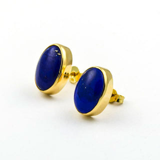 Ohrstecker aus 585 Gelbgold mit Lapislazuli, nachhaltiger second hand Schmuck perfekt aufgearbeitet