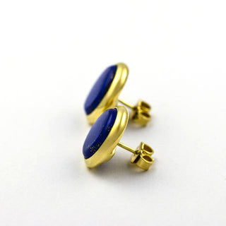 Ohrstecker aus 585 Gelbgold mit Lapislazuli, nachhaltiger second hand Schmuck perfekt aufgearbeitet