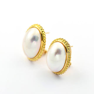 Perlenohrstecker mit Clipmechanik aus 585 Gelbgold, nachhaltiger second hand Schmuck perfekt aufgearbeitet
