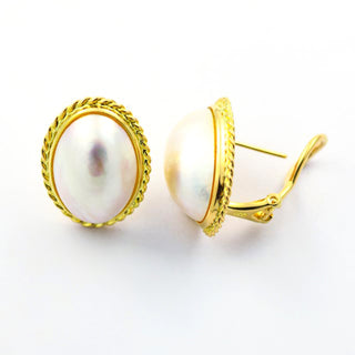 Perlenohrstecker mit Clipmechanik aus 585 Gelbgold, nachhaltiger second hand Schmuck perfekt aufgearbeitet