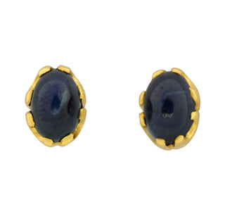 Saphirohrstecker aus 585 Gelbgold, nachhaltiger second hand Schmuck perfekt aufgearbeitet